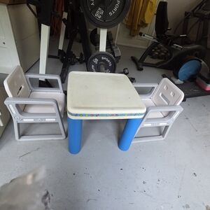 Kids Play Table and Chair Set - Blue and White